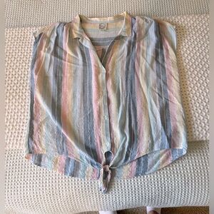 Blue Rain Rainbow Stripe Summer Blouse